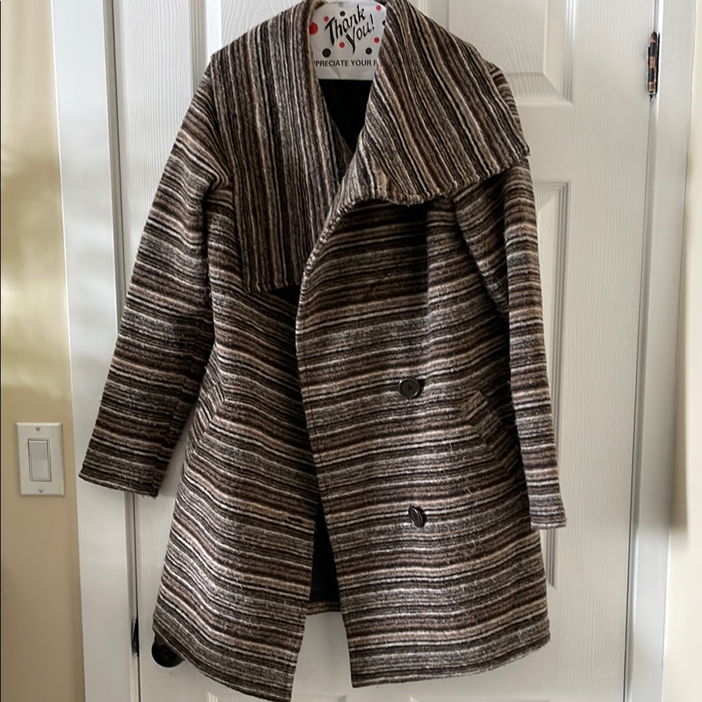 Vintage y2K brown striped Lady Dutch wool blend coat jacket